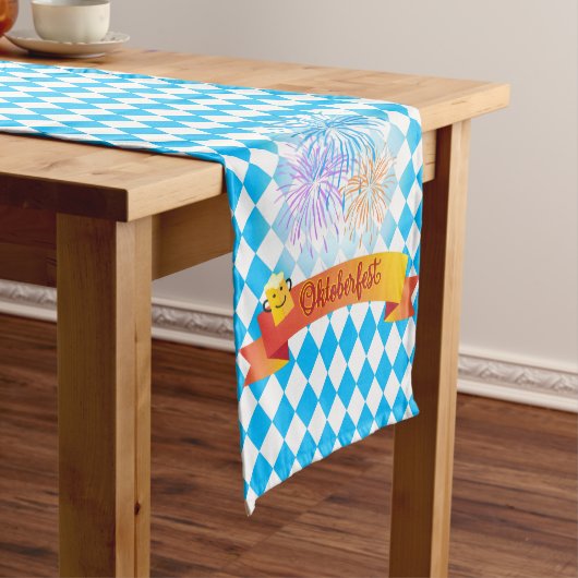 OKTOBERFEST bierfestival decoratie Blauw patroon Medium Tafelloper (Voorbeeld)