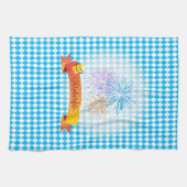 OKTOBERFEST bierfestival decoratie Blauw patroon Theedoek (Horizontaal)