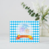 OKTOBERFEST bierfestival decoratie Blauwe patroon Briefkaart (Staand voorkant)