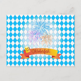 OKTOBERFEST bierfestival decoratie Blauwe patroon Briefkaart