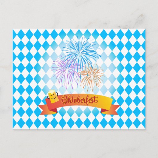 OKTOBERFEST bierfestival decoratie Blauwe patroon Briefkaart (Voorkant)