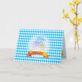 OKTOBERFEST bierfestival decoratie Blauwe patroon Kaart (Gele Bloem)