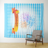 OKTOBERFEST bierfestival decoratie Blauwe patroon Wandkleed (In Situ (horizontaal))