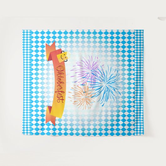 OKTOBERFEST bierfestival decoratie Blauwe patroon Wandkleed (Voorkant (horizontaal))