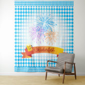 OKTOBERFEST bierfestival decoratie Blauwe patroon Wandkleed (In situ)
