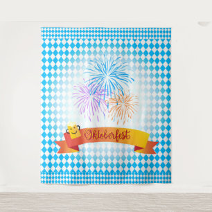 OKTOBERFEST bierfestival decoratie Blauwe patroon Wandkleed
