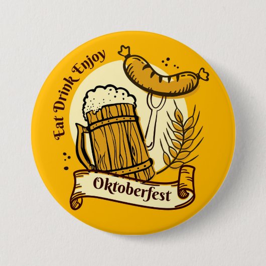 Oktoberfest Bierfestival Knop Ronde Button 7,6 Cm (Voorkant)
