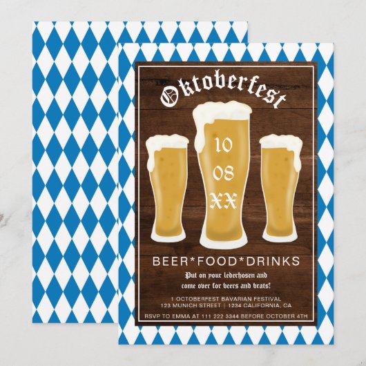 Oktoberfest bierfestival typografie Beieren Kaart (Voorkant / Achterkant)