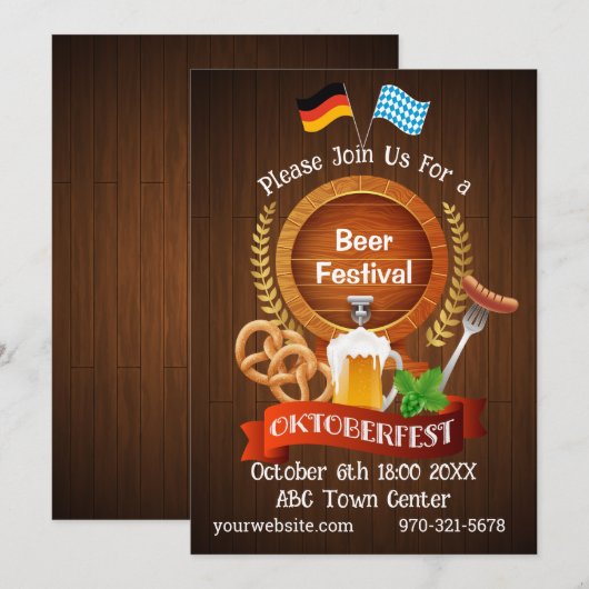 Oktoberfest-biervat Kaart (Voorkant / Achterkant)