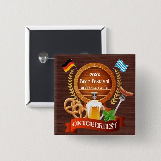 Oktoberfest-biervat Vierkante Button 5,1 Cm (Voorkant /achterkant)