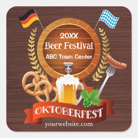 Oktoberfest-biervat Vierkante Sticker (Voorkant)