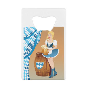oktoberfest blonde biermeisje creditkaart flessenopener
