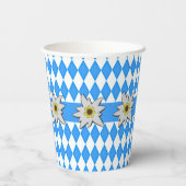 Oktoberfest Blue en White met Edelweiss Papieren Bekers (Achterkant)