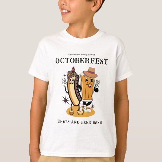 Oktoberfest Brats Beer Herfst Party Retro Kind T-shirt (Voorkant)