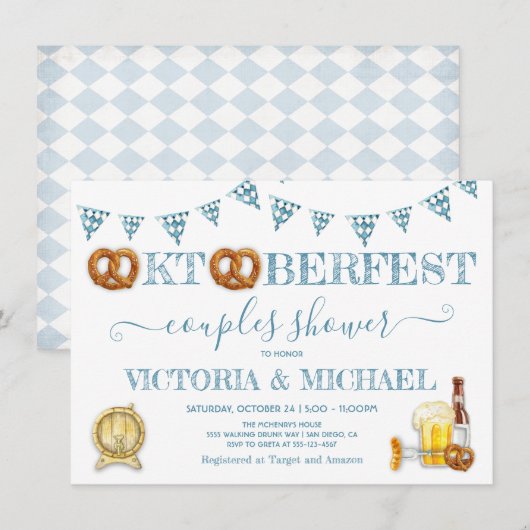Oktoberfest Broodje Koppel Bruiloft Kaart (Voorkant / Achterkant)
