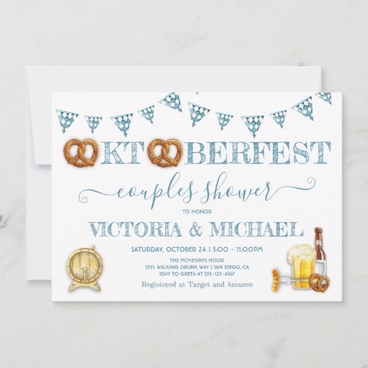 Oktoberfest Broodje Paartjes Bruiloft Kaart (Voorkant)