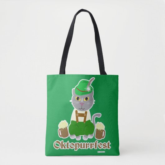 Oktoberfest Cat Cartoon Kunst Fun Festival Tote Bag (Voorkant)
