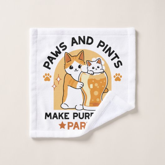 Oktoberfest Cat Party Paws en Pints Bad Handdoek (Wasdoekje)