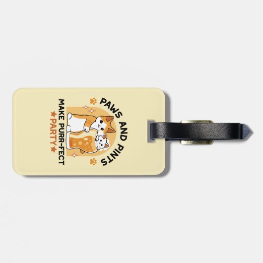 Oktoberfest Cat Party Paws en Pints Bagagelabel (Achterkant horizontaal)