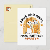 Oktoberfest Cat Party Paws en Pints Briefkaart (Voorkant / Achterkant)