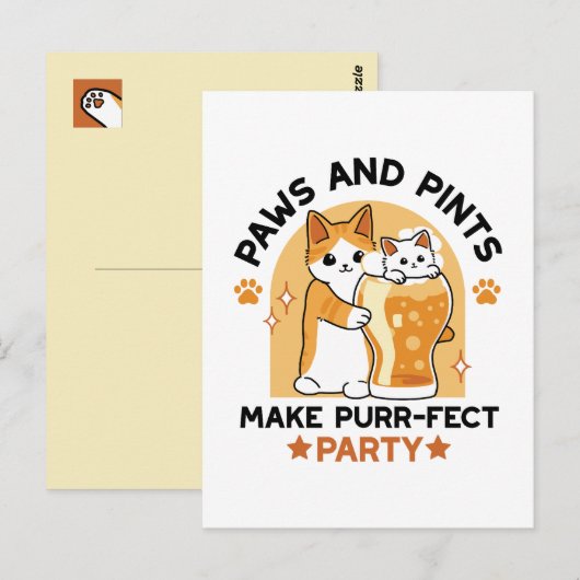 Oktoberfest Cat Party Paws en Pints Briefkaart (Voorkant / Achterkant)