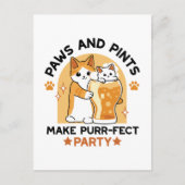 Oktoberfest Cat Party Paws en Pints Briefkaart (Voorkant)