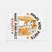Oktoberfest Cat Party Paws en Pints Fleece Deken (Voorkant (Horizontaal))
