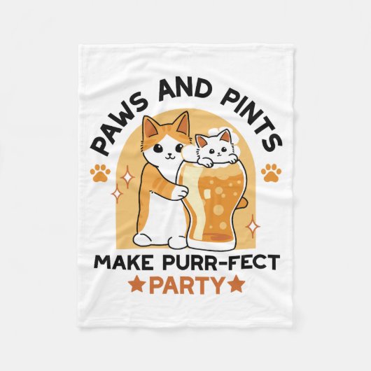 Oktoberfest Cat Party Paws en Pints Fleece Deken (Voorkant)