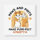 Oktoberfest Cat Party Paws en Pints Magneet (Voorkant)