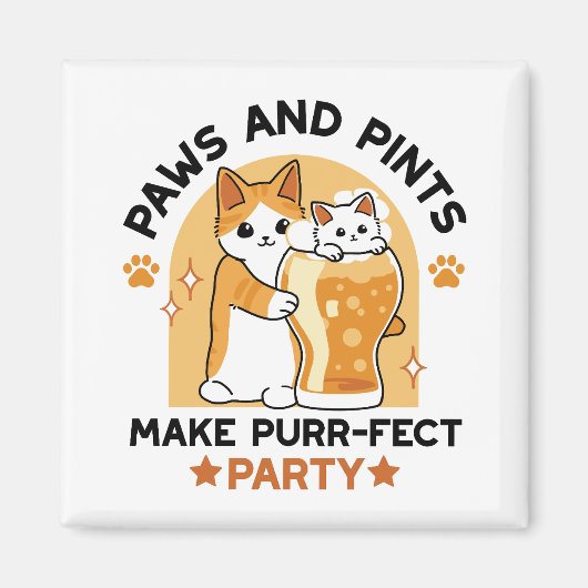 Oktoberfest Cat Party Paws en Pints Magneet (Voorkant)