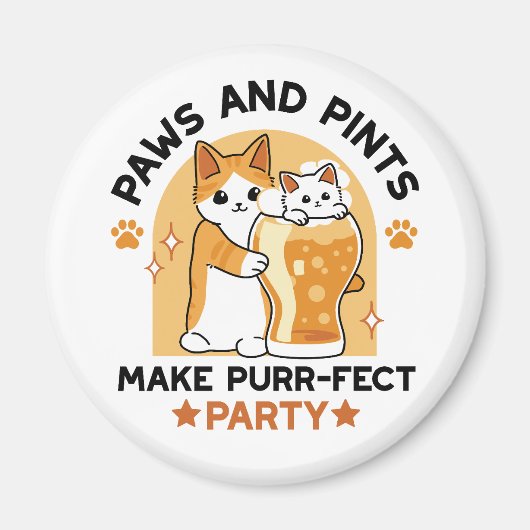 Oktoberfest Cat Party Paws en Pints Magneet (Voorkant)