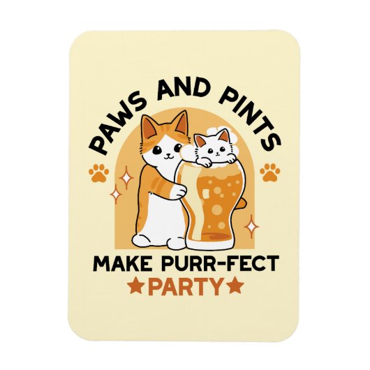 Oktoberfest Cat Party Paws en Pints Magneet (Verticaal)
