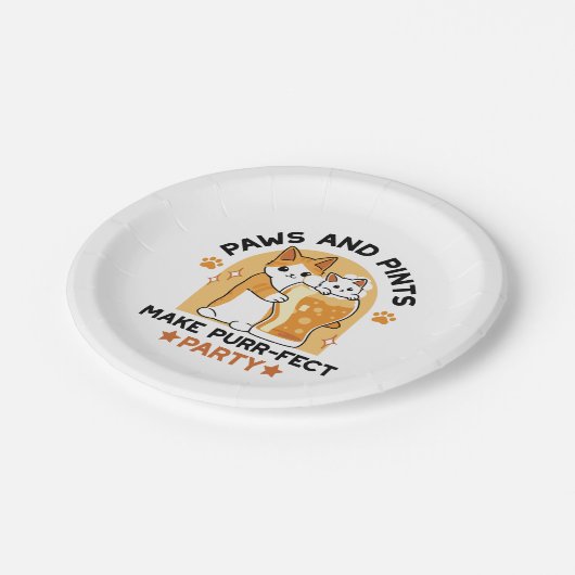 Oktoberfest Cat Party Paws en Pints Papieren Bordje (Gekanteld)