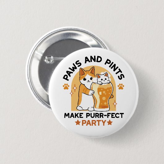 Oktoberfest Cat Party Paws en Pints Ronde Button 5,7 Cm (Voorkant /achterkant)