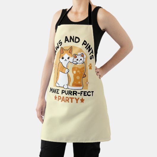 Oktoberfest Cat Party Paws en Pints Schort (Insitu)