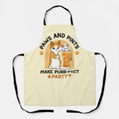 Oktoberfest Cat Party Paws en Pints Schort (Voorkant)