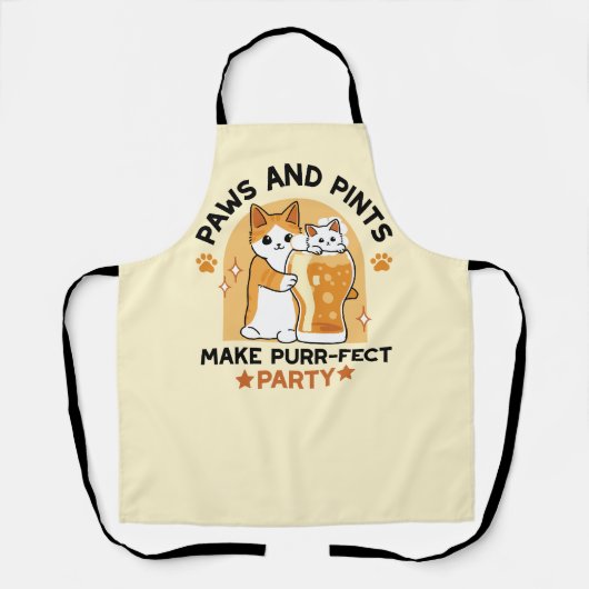 Oktoberfest Cat Party Paws en Pints Schort (Voorkant)