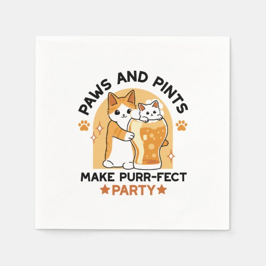 Oktoberfest Cat Party Paws en Pints Servet (Voorkant)