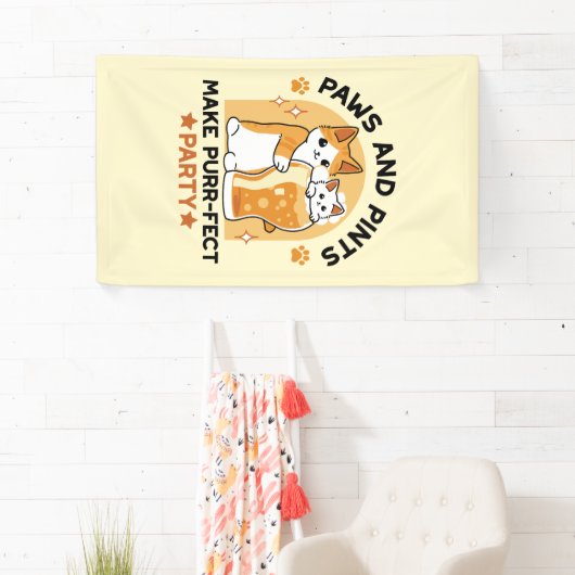 Oktoberfest Cat Party Paws en Pints Spandoek (Insitu)