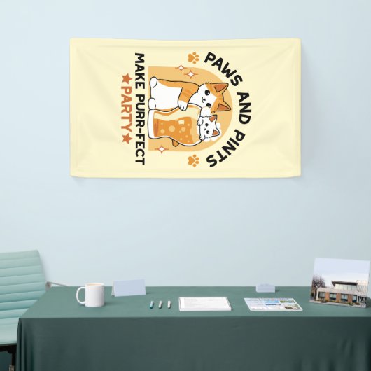 Oktoberfest Cat Party Paws en Pints Spandoek (Beurs)