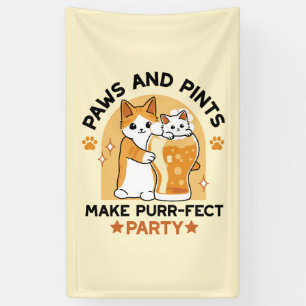 Oktoberfest Cat Party Paws en Pints Spandoek