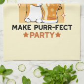 Oktoberfest Cat Party Paws en Pints Theedoek (Gevouwen)