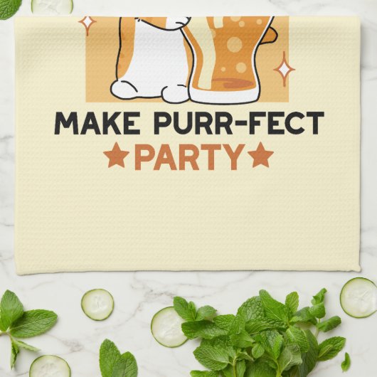 Oktoberfest Cat Party Paws en Pints Theedoek (Gevouwen)