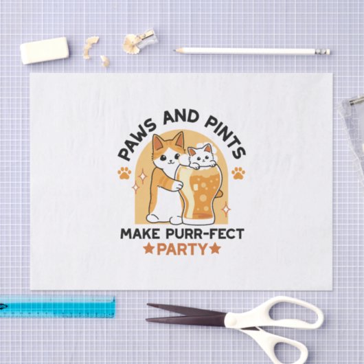 Oktoberfest Cat Party Paws en Pints Tissuepapier (Craft)