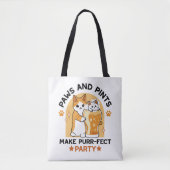 Oktoberfest Cat Party Paws en Pints Tote Bag (Voorkant)