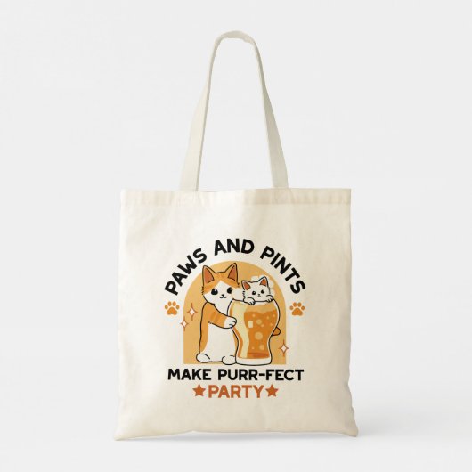Oktoberfest Cat Party Paws en Pints Tote Bag (Achterkant)