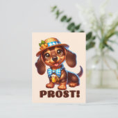 Oktoberfest Dachshund Prost! Briefkaart (Staand voorkant)