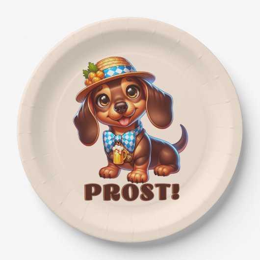 Oktoberfest Dachshund Prost! Papieren Bordje (Voorkant)