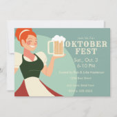 Oktoberfest Dame met bier Uitnodiging (Voorkant)