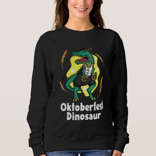 Oktoberfest Dinosaur Lederhosen Beieren Costume Trui (Voorkant)